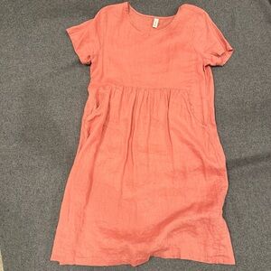 Grae Cove Womens 100% Linen Dress Muted Coral Size M